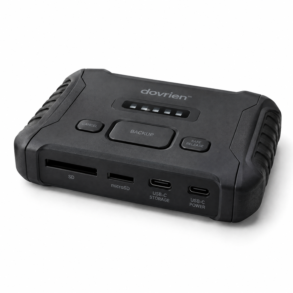 Dovrien™ FieldVault Portable Memory Card Backup Hub