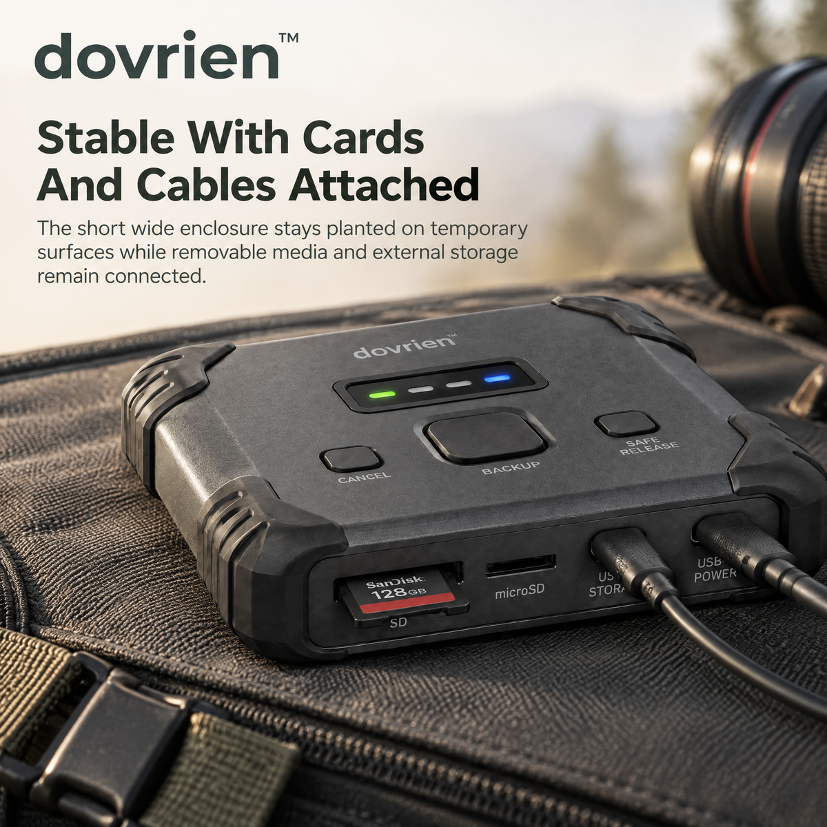 Dovrien™ FieldVault Portable Memory Card Backup Hub