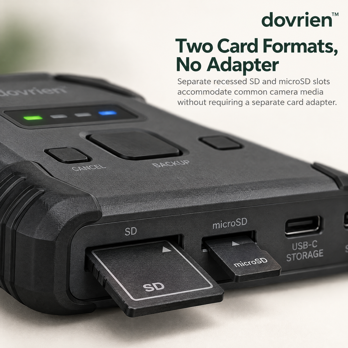 Dovrien™ FieldVault Portable Memory Card Backup Hub