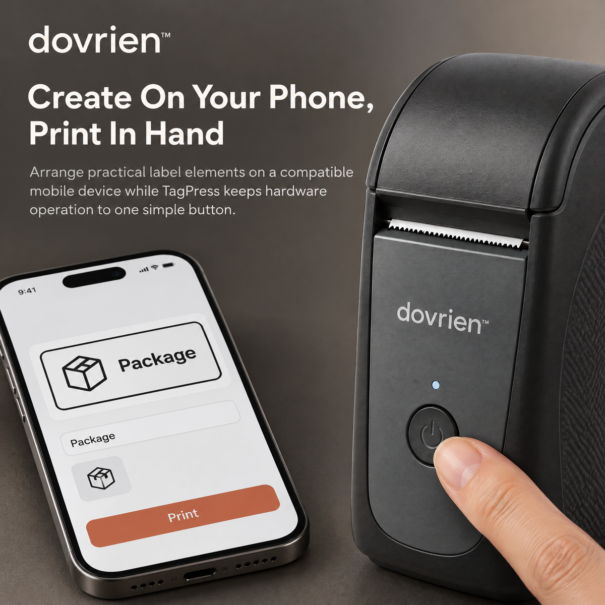 Dovrien™ TagPress Pocket Thermal Label Printer