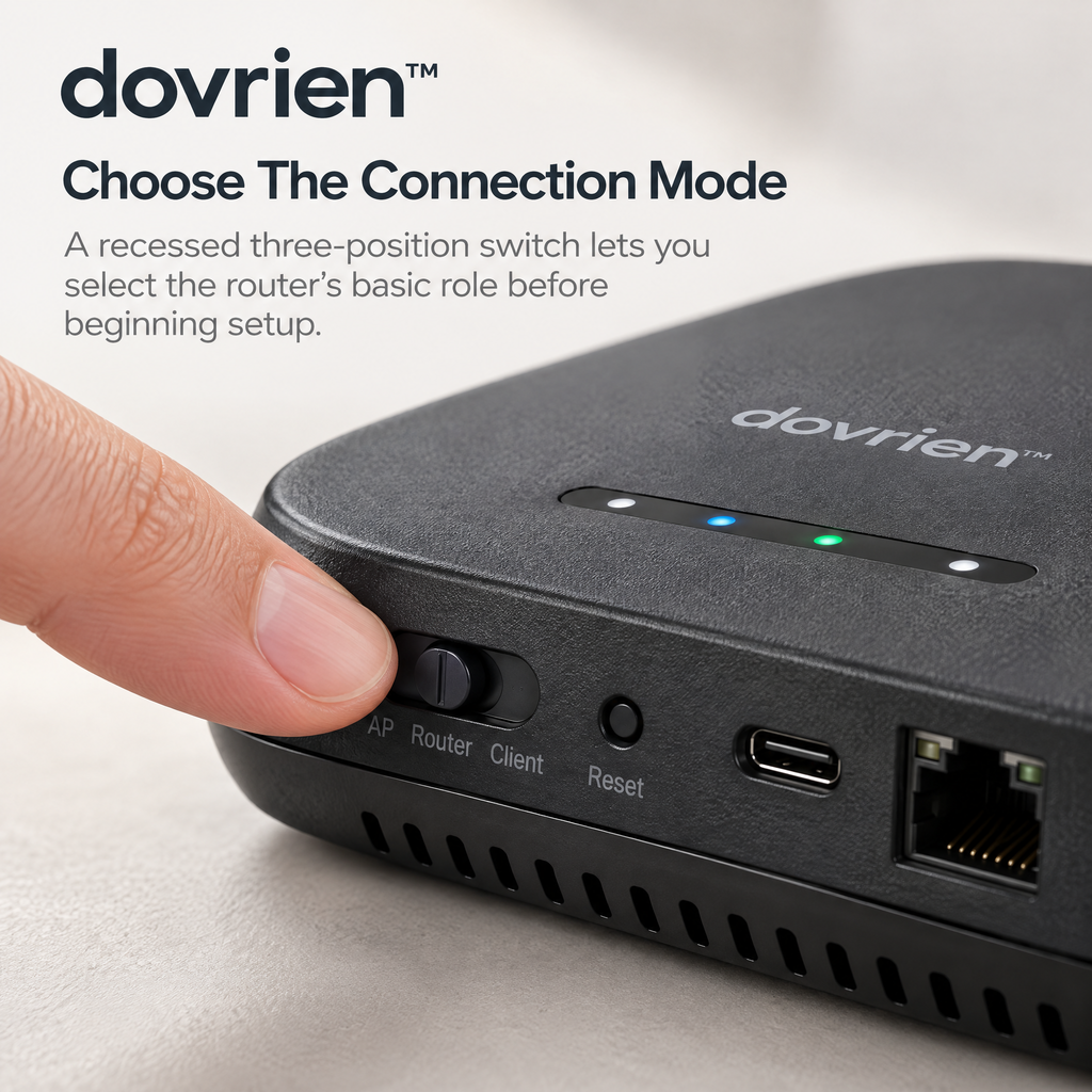 Dovrien™ RelayNest Portable Travel Wi-Fi Router