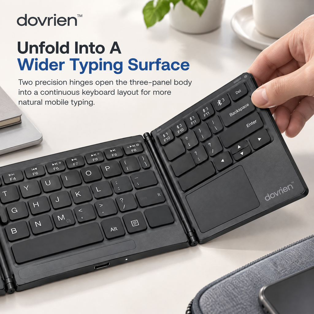 Dovrien™ KeyFold Tri-Fold Bluetooth Travel Keyboard