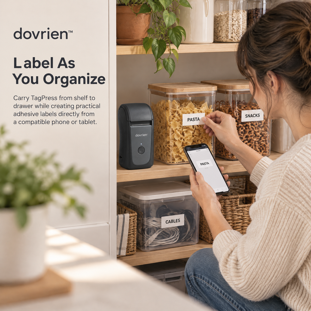 Dovrien™ TagPress Pocket Thermal Label Printer