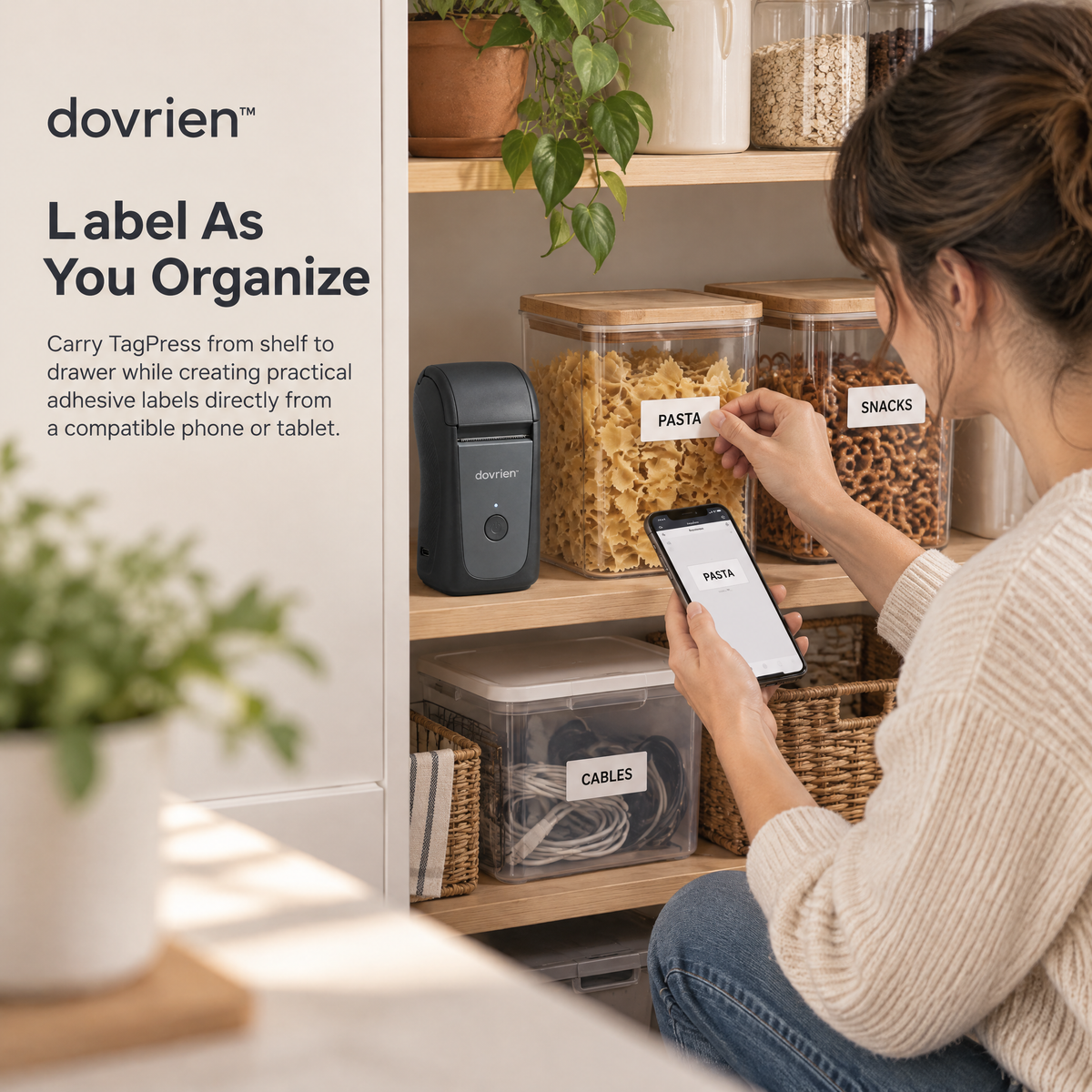 Dovrien™ TagPress Pocket Thermal Label Printer