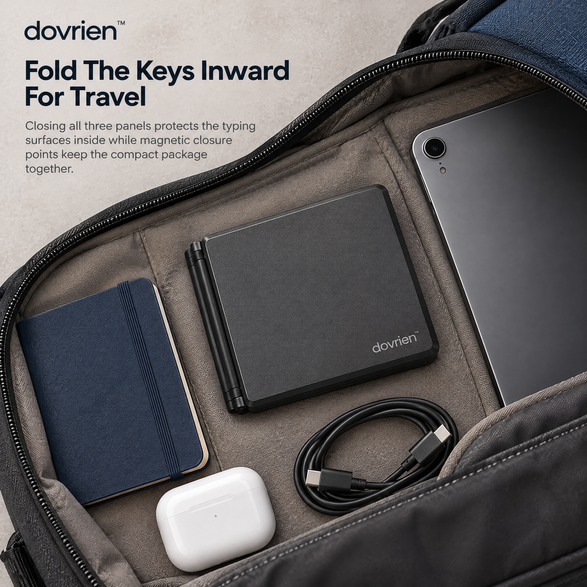 Dovrien™ KeyFold Tri-Fold Bluetooth Travel Keyboard