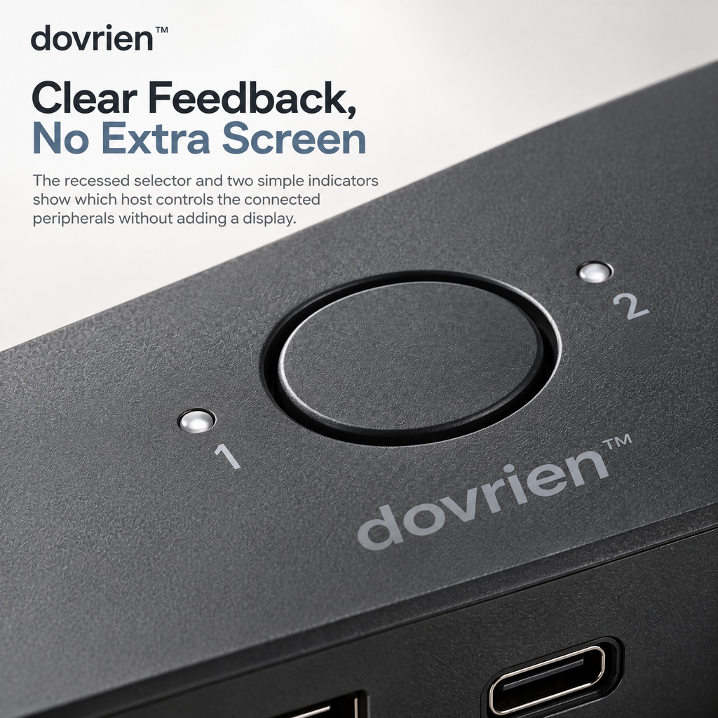 Dovrien™ BridgeTap Dual-Computer USB-C Peripheral Sharing Switch
