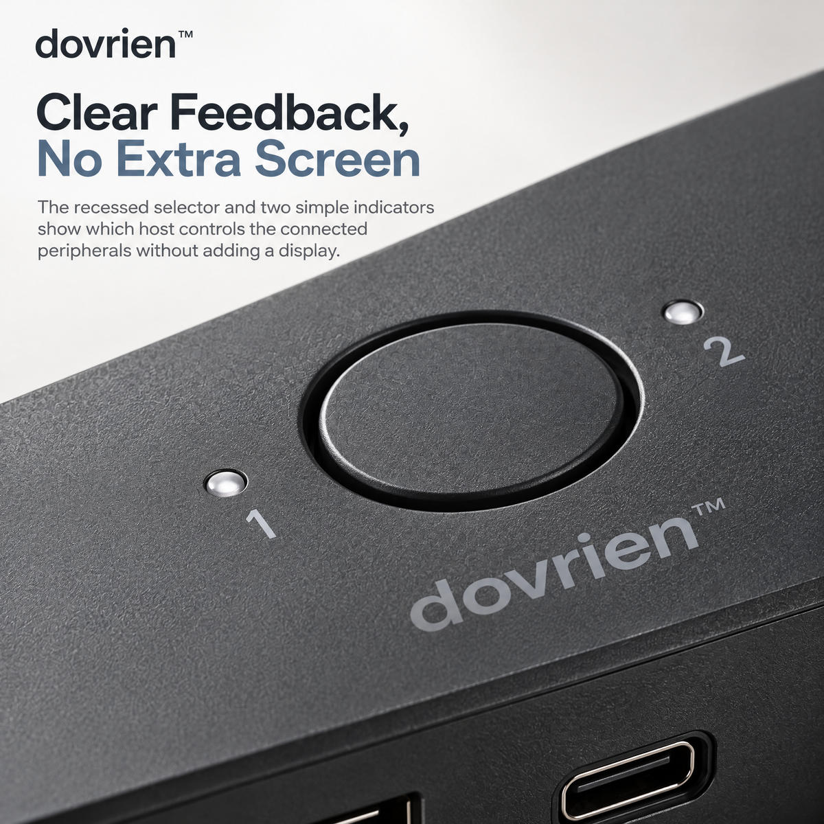 Dovrien™ BridgeTap Dual-Computer USB-C Peripheral Sharing Switch