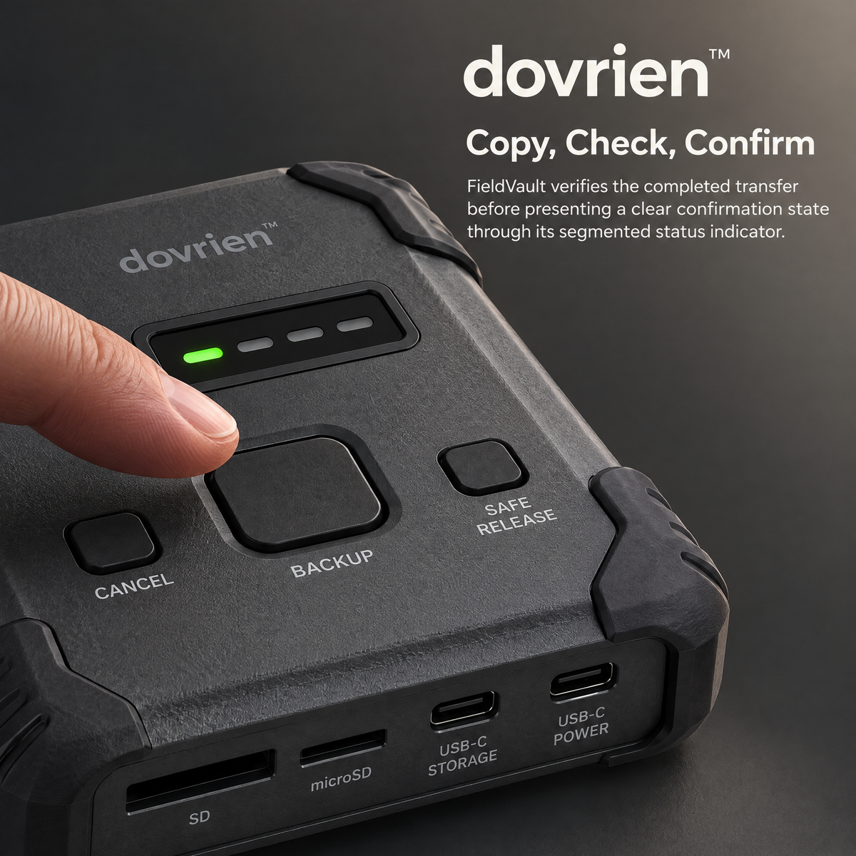 Dovrien™ FieldVault Portable Memory Card Backup Hub